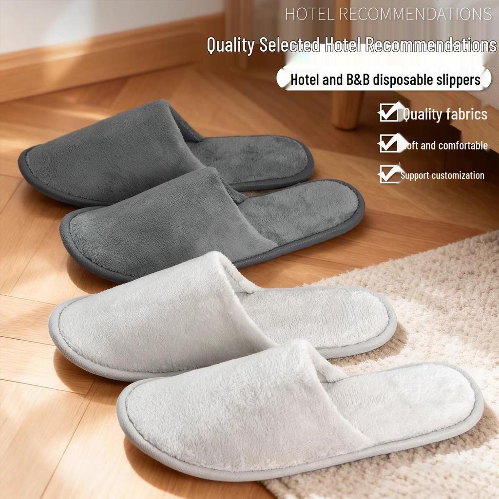 Luxury Non-Slip Coral Fleece Slippers for Hotels, B&Bs, and Homestays