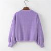 Casual Womens Sweater Autumn Winter Pullover Crew Neck Solid Color Loose Bulb Sleeve Chenille Knit Top