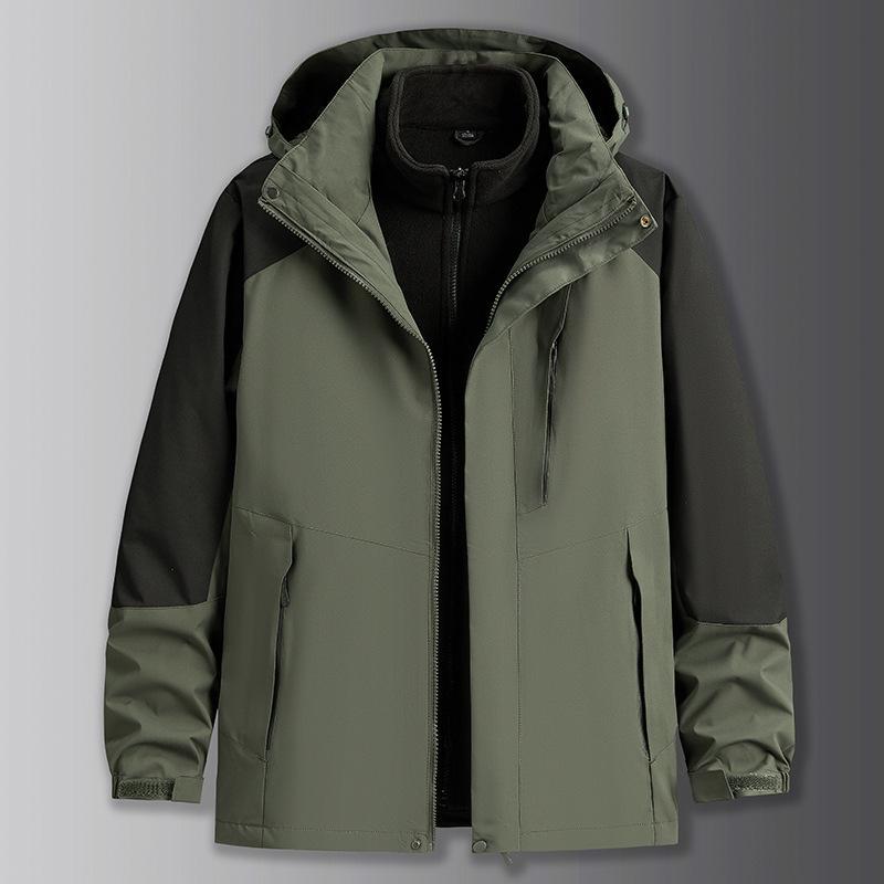 Men's Plus Size 3-in-1 Outdoor Jacket with Removable Liner & Hood for Autumn/Winter