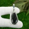 925 Sterling Silver Pear Nuummite Gemstone Daughter Bezel Wedding Unique Pendant
