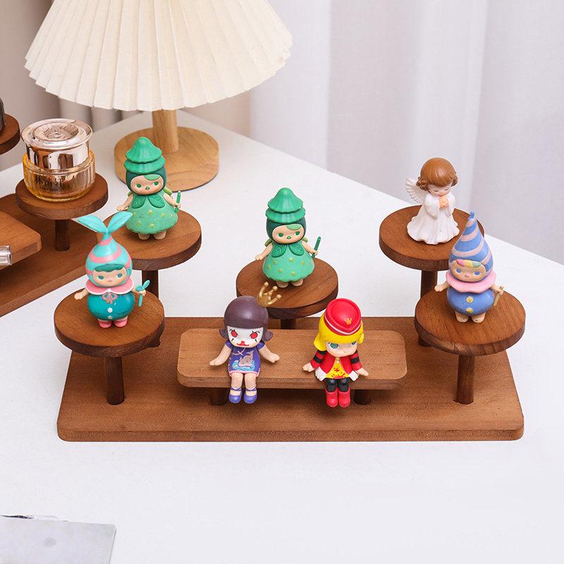 Wooden Multi-Tiered Coffee Cup Aromatherapy Perfume Figurine Display Stand Jewelry Storage Rack