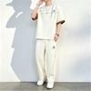 Men's 2-in-1 Summer Tracksuit Ice Silk Short Sleeve Tee Straight Pants Casual Streetwear Outfit