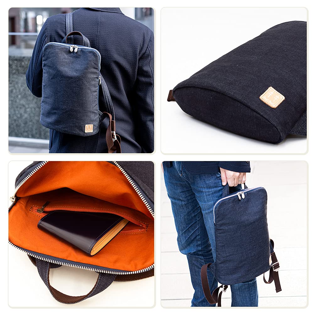 Made in Okayama Thin Gusset Toyooka Birthday Gift [creareki] Men's Backpack, Small, Thin, Lightweight, Japan, Denim, Backpack, Bag, Dad, Father's Day,
