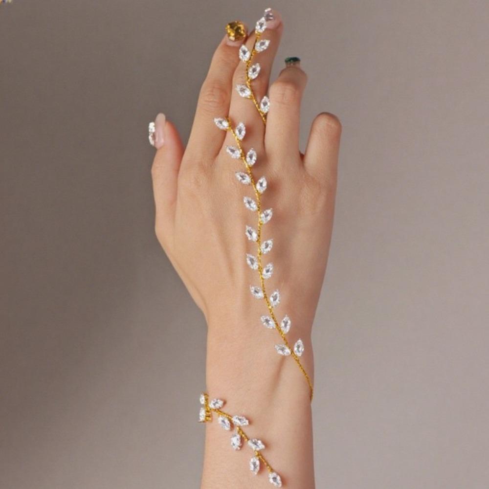 

Metal Inlay Elegant Fashionable Luxury Bracelet Rhinestones Bridal Wedding Bangle Wedding золотой