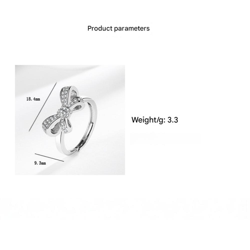 925 Sterling Silver Fashion Light Luxury Premium Bow Zircon Ring Birthday Party Anniversary Wedding Gifts