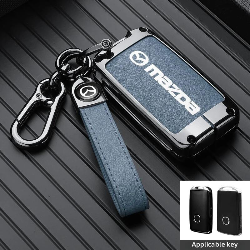 Leather Car Smart Key Case Cover Shell For Mazda 3 5 6 SKYACTIV Axela Atenza CX30 CX5 CX8 CX9 MX5 RX8 RX7 BT50 Keychain Protecto