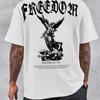 Freedom Angel Graphic Crew Neck Short Sleeve T-Shirt  for Summer Casual Daily Wear Hand Wash
