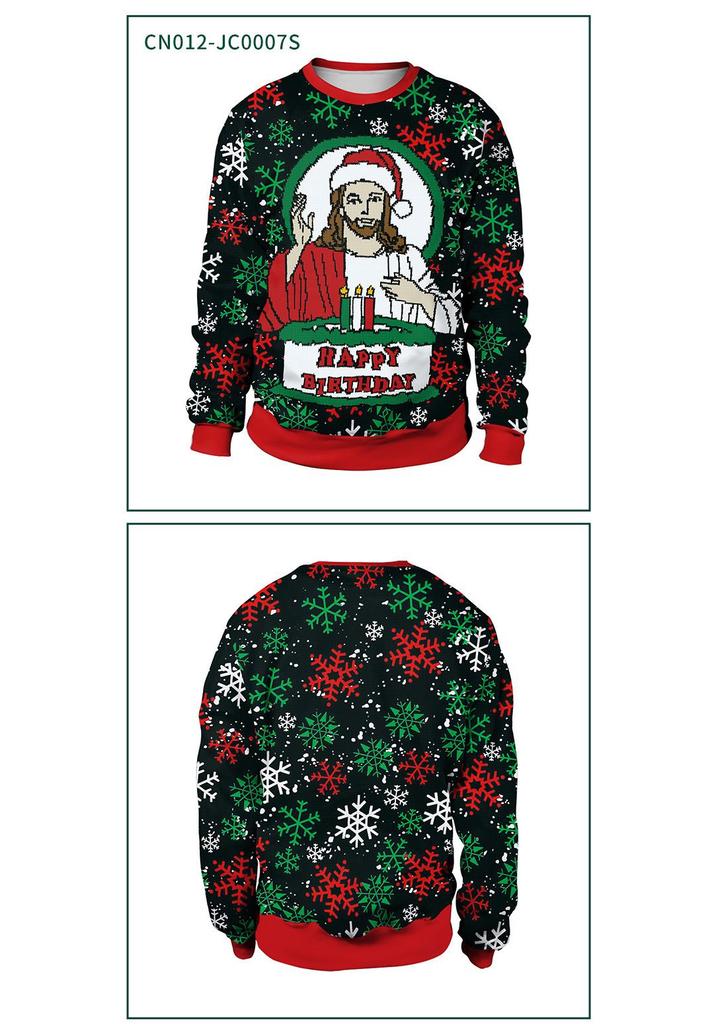 2025 Autumn Round Neck Snowman Reindeer Couple Hoodie