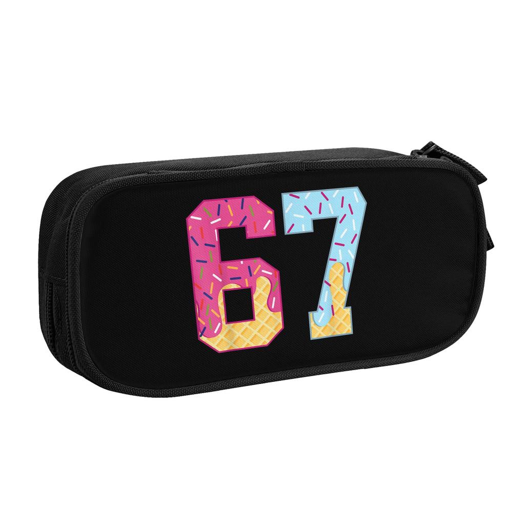 67 Ice Cream Drip Meme Six Seven Pencil Case Cute Gen Alpha Slang Pen Holder Bags Student Large Storage Pencil Box Stationery