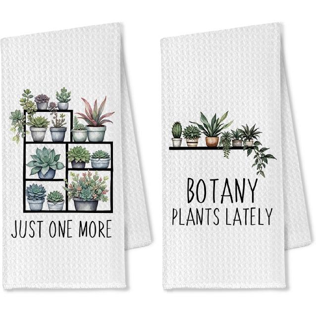Plant Gifts Kitchen Towels Set of 2, Plant Lover Gifts Hand Towels for Bathroom, Plant Lady Gifts Plant Mom Gifts Dish Towels Tea Towels for Kitchen, Casual