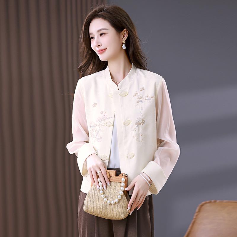 Spring/Autumn Women's High-End Frog Button Shirt Jacket: New Chinese Style