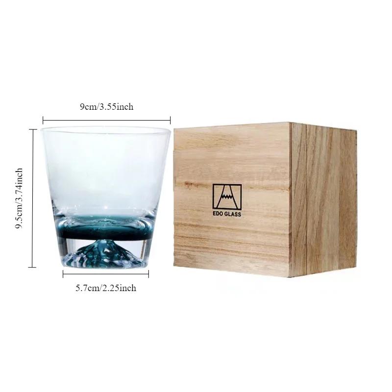 Japan 3D Mountain Whiskeyglas Glacier Old Fashioned Whisky Rock Glasses Whiskyglas Holzgeschenkbox Wodkabecher Weinbecher