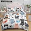 3PCS Single-sided Printed Bedding Set ,Comforter Cartoon Cute Cat Duvet Bedding Cover Pillows Comfortable Bedspreads BeddingSet