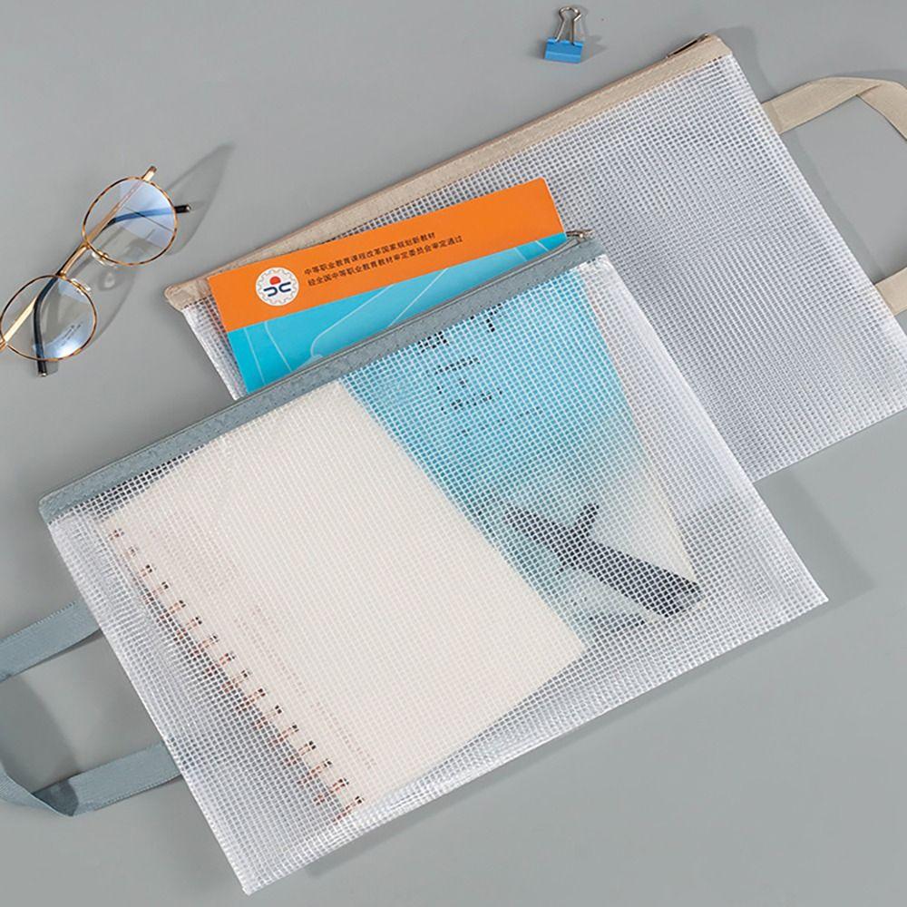 Zipper A4 Storage Bag Mesh Stationery New File Folders Office
