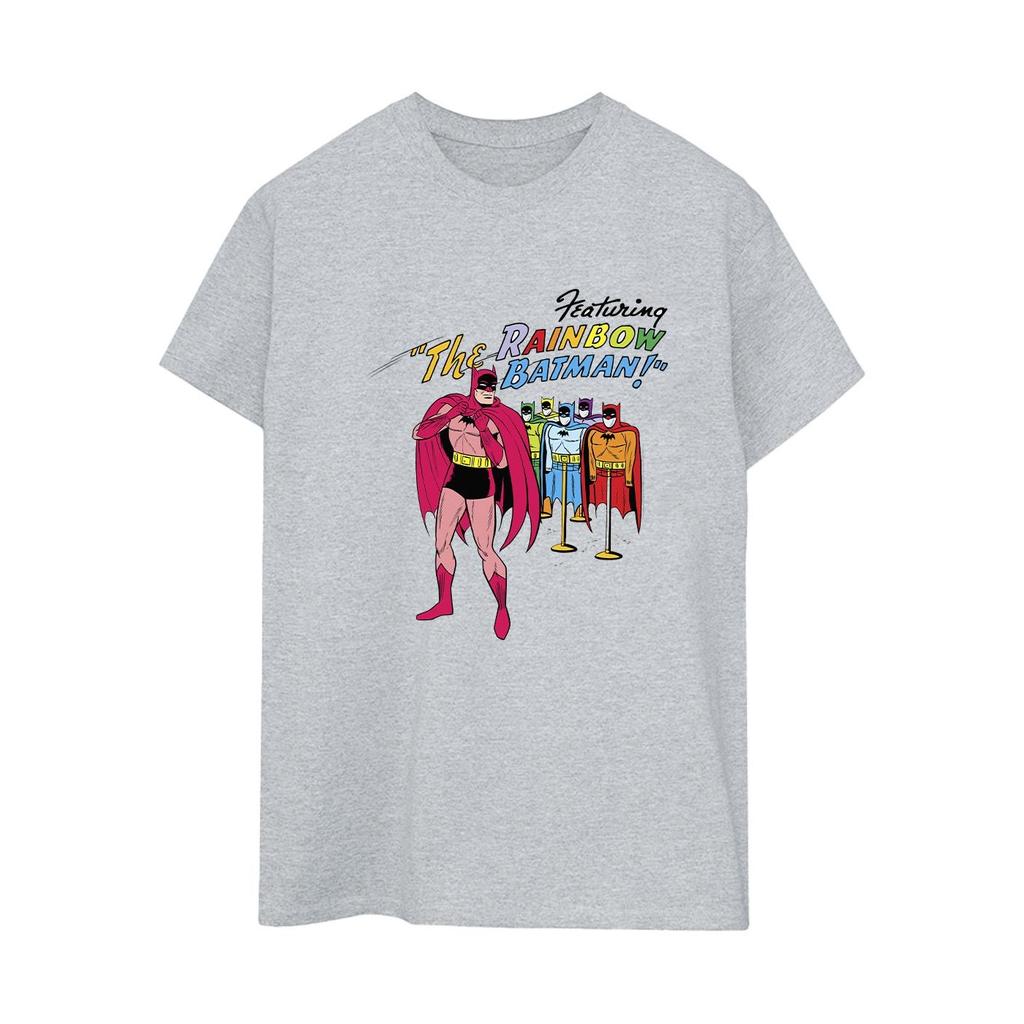 DC Comics Damen-/Damen-Batman-Comic-Cover-Rainbow-Batman-Boyfriend-T-Shirt aus Baumwolle