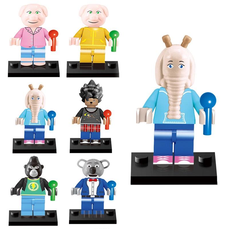6pcs Sing 2 Building Blocks Figures Rosita Meena Toy Models Birthday Gift
