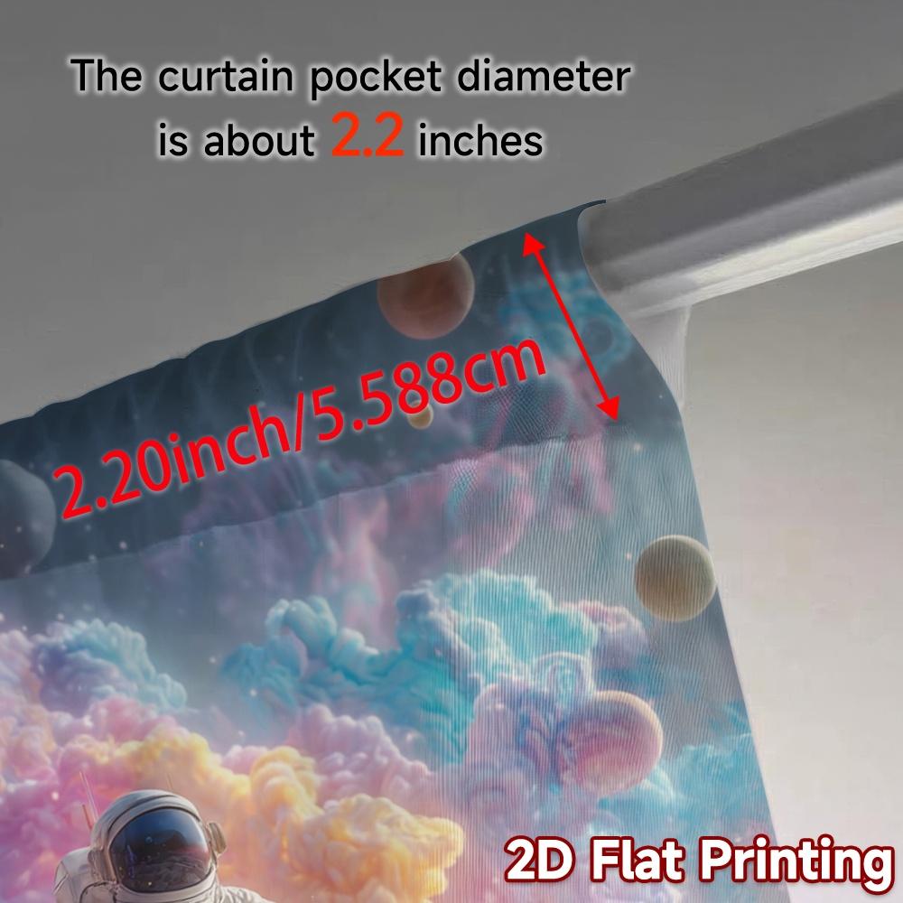2pcs, 2D FLAT PRINTING Curtains (Without Rod) Cosmic Explorer Fashionable Popular Curtains Semi-Sheer Curtains Decorations