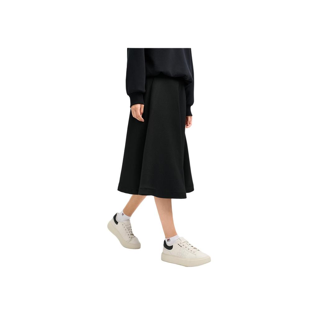FILA Milano Series Fashion Simple Knitted Casual Long Dress Women dresses Black F11W515301FBK
