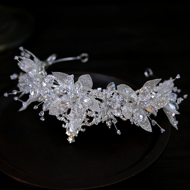 Korean New Style Handmade Flower Small Fresh Wedding Dress Bride Wedding Crown Headdress Crown Tiara Hair Accessories