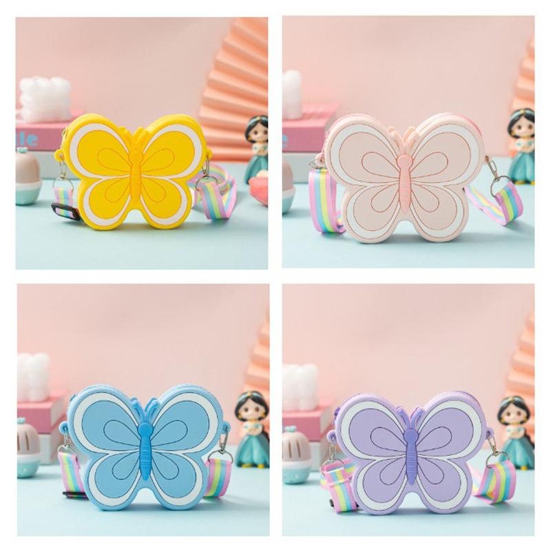 Lovely Children'S Silicone Shoulder Bags Cute Butterfly Shape Baby Girls Crossbody Bag Candy Color Kids Small Coin Purse