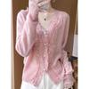 Autumn V-neck Lace Cardigan for Women Knitted Age-reducing Sweater Cashmere Loose Top