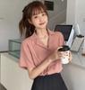 Women's Summer Short-Sleeve Casual Short-Sleeve Shirt: Retro, Loose-Fit, Solid-Color Commuter Top