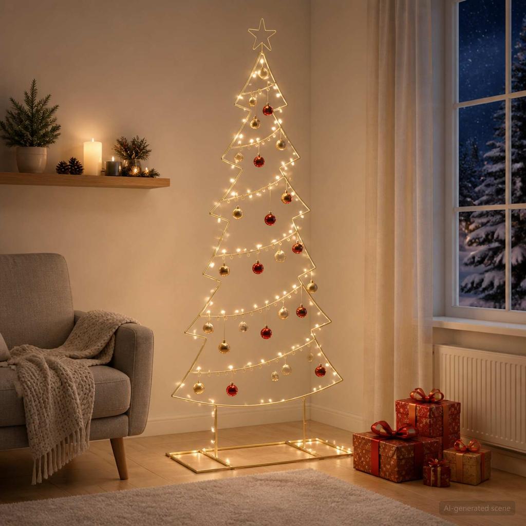 Metal Christmas Tree with Stand KUOPIO 180 cm Steel Gold
