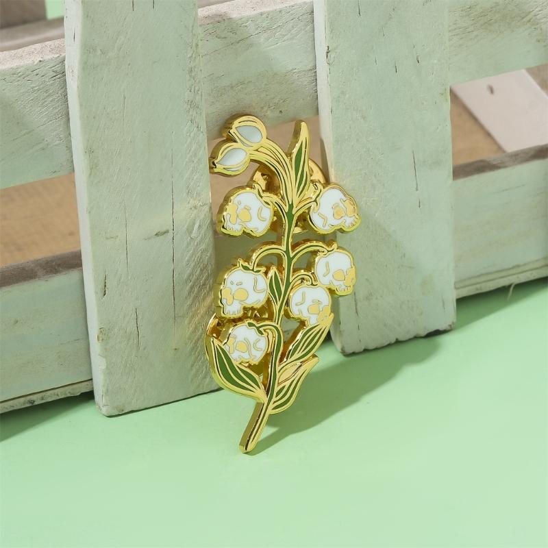 Skull Lilys of The Valley Brooch Unique Designs With Sturdy Alloy Materials for Parties Supplies and Festivals