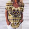 Summer T Shirt For Women 3d Fashion Geometric Print V Neck Short Sleeve Basic Tops Streetwear Casual Oversized Female Clothing