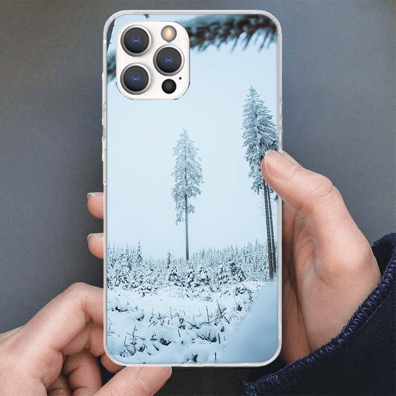 Winter White Snow Christmas Phone Case For Apple iPhone 16 15 14 13 12 11 Pro Max Mini XS XR X 7 Plus 8 + SE Soft Silicone Print
