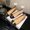 Gao Yan Xiaoxiangfeng~ French elegant leather color matching bow women's head mid-heel light mouth single shoes women