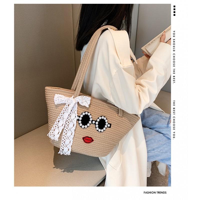 Fashionable Personalized DIY Cotton Thread Bag Simple Girl Shoulder Beach Rope хаки