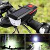 Bike Light Solar Usb Rechargeable Dual Charging Horn Lamp Waterproof Bicycle Front Headlight