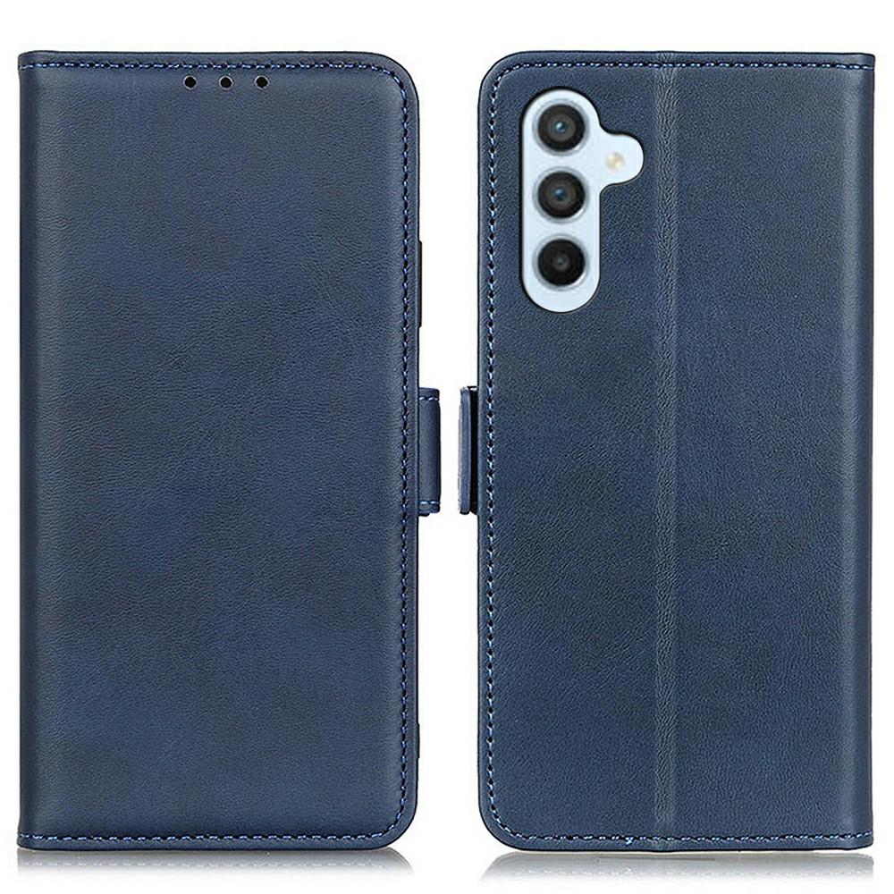 

For Samsung Galaxy A26 5G Case Stand Cowhide Texture PU Leather Phone Cover Blue