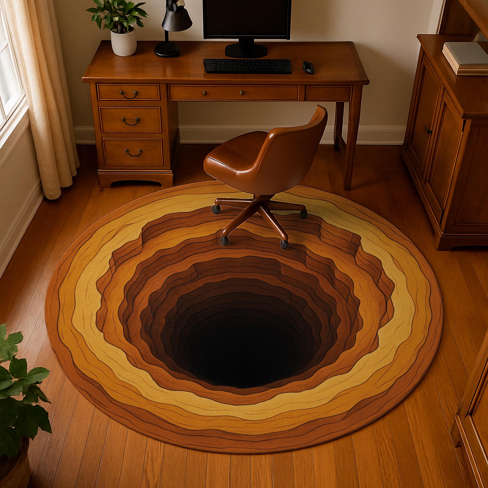 

1pc 3D Desert Ochre Vortex Pattern Round Rug, Non-slip Floor Mat for Living Room, Bedroom, Bathroom, Holiday Home Decoration 60cm