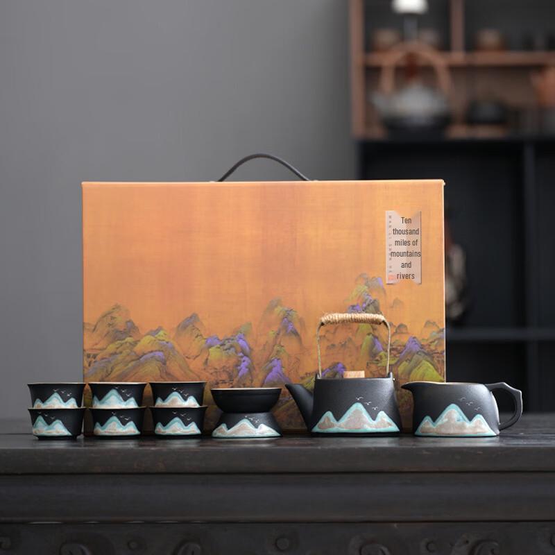 Jingxun Landscape Hand-Painted Ceramic Tea Set