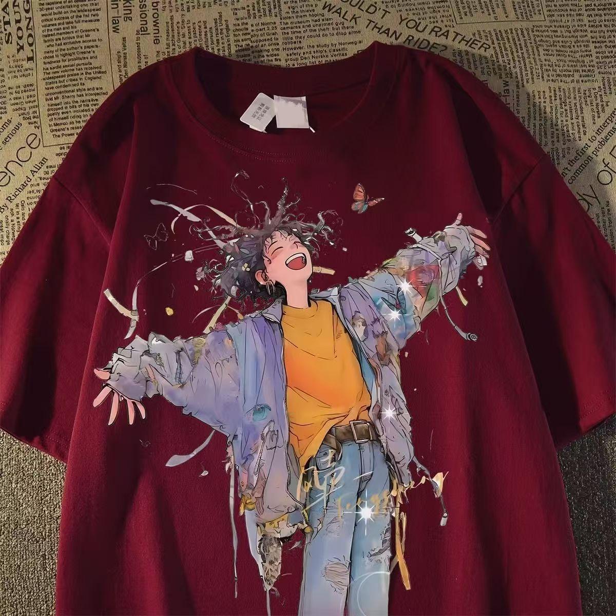 

Хлопковая футболка с принтом Tide, женская, летняя, свободного кроя, в стиле хай-стрит, летние топы 3XL