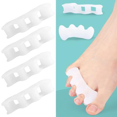 1 Pair Protective Toes Separator 3-Holes Design Bunion Corrector Soft Straightener Spacers Stretchers Care Tool