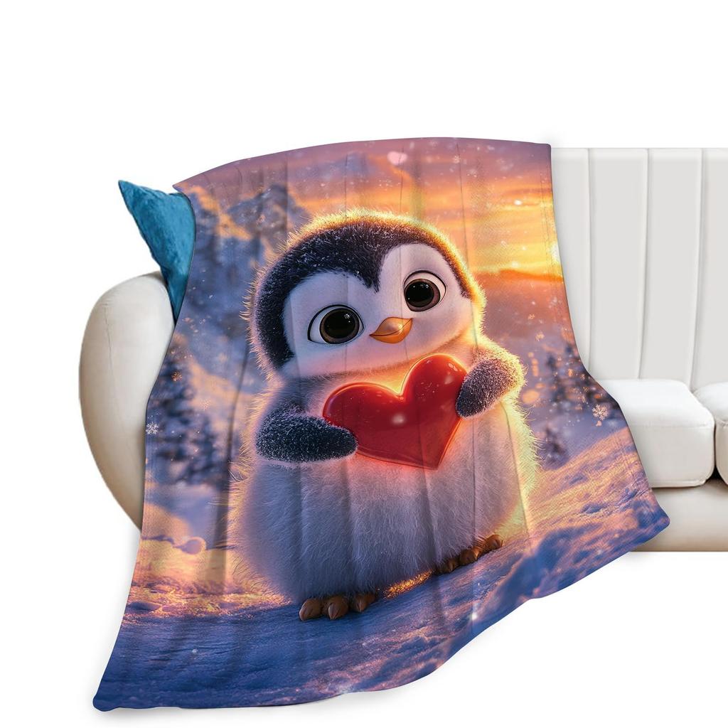 Penguin Blanket Soft Cute Penguins Flannel Fleece Throw Blanket Lightweight Fuzzy Plush Blanket for Couch Bed Sofa Home Decor