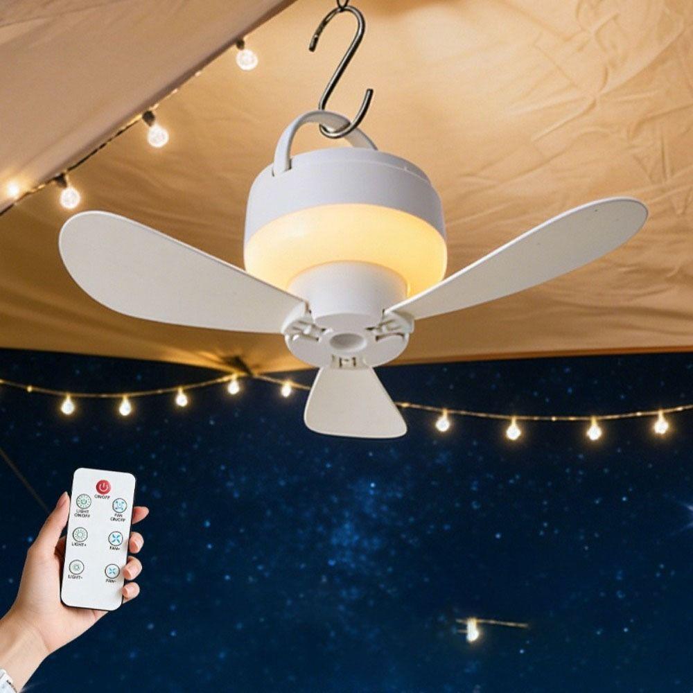 USB Rechargeable Ceiling Fan Light Silent Operation Ceiling Lamp Hanging Fan Light  Camping Tent