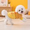 huaqianguhh Cute Duck Dog Shirt, Striped Plush Pet Clothes, Snap Button Closure, Warm Autumn Winter Outfit for Small Medium Dogs