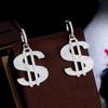 Hip Hop Street Jewelry Copper Inlaid Zircon Dollar Symbol Earrings Gold Plated Full Diamond Personality Tide Ear Jewelry