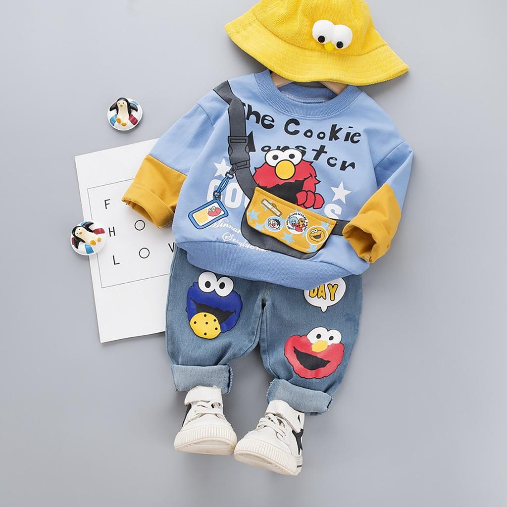 Baby Toddler Loose Fashionable Two-piece Sports Sweatshirt Suit For Boys