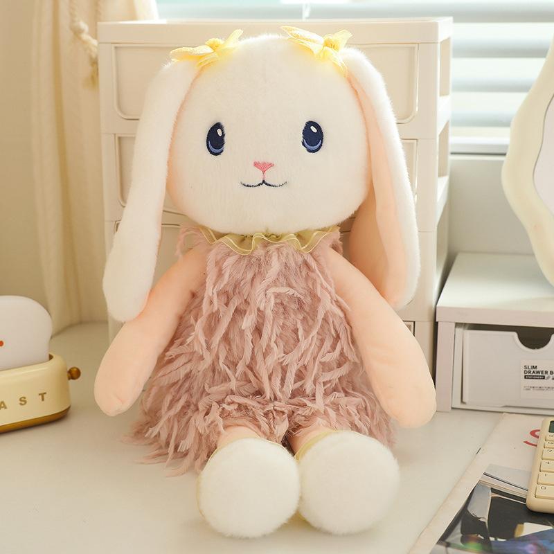 

Snow Plush Rabbit Toy Doll Gift Pillow Retro Cute Design Comfortable And Soft 45cm/17.72in рожевий