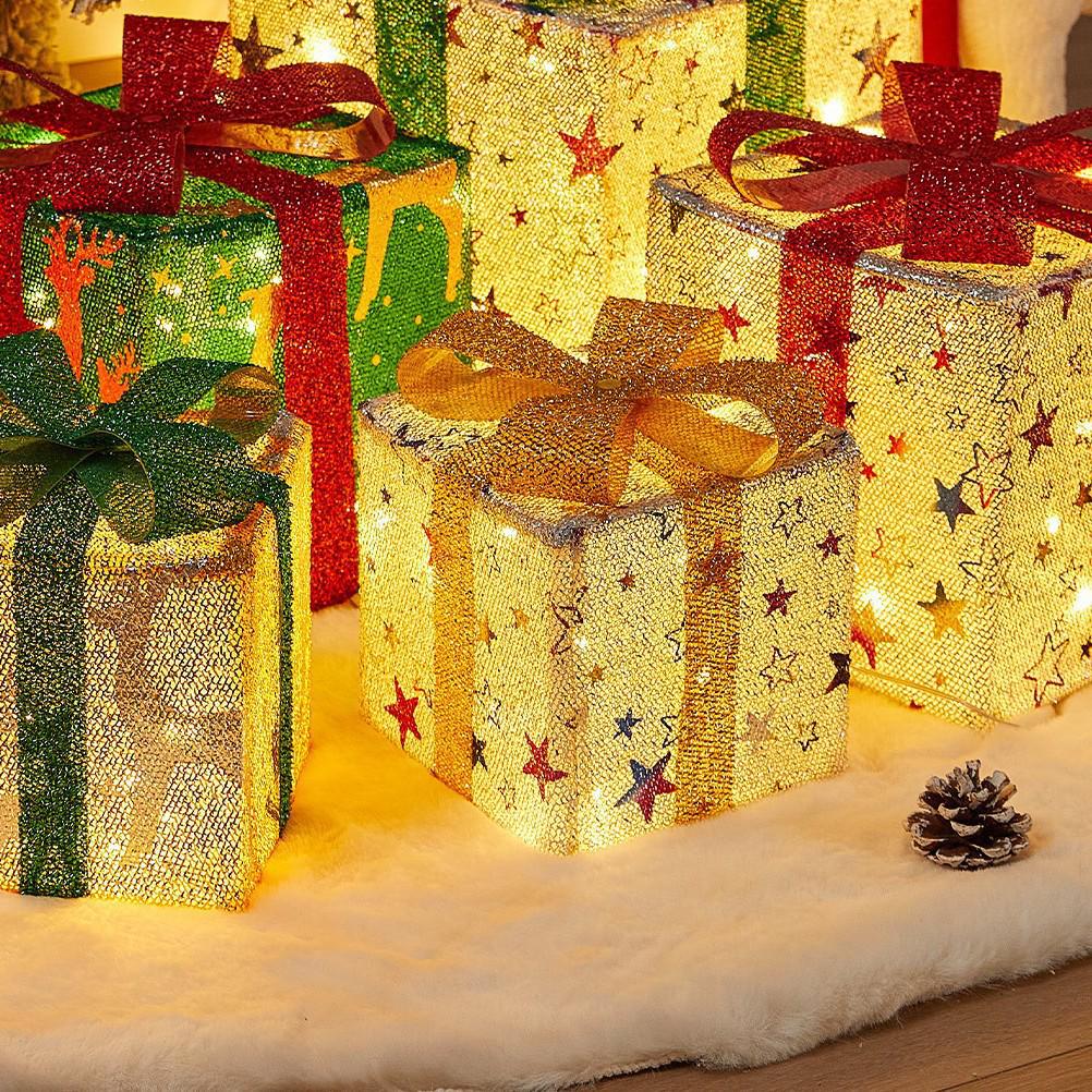 Folding Christmas Gift Box Set: Three-Piece Party & Festival Decoration
