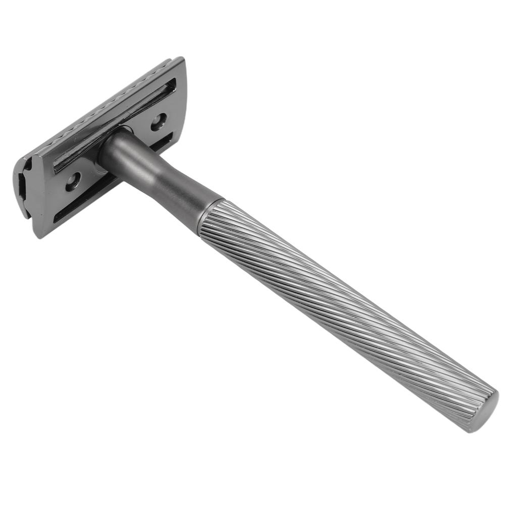 Zinc Alloy Men Portable Brass Handle Double Shaving with Base for Face Grooming