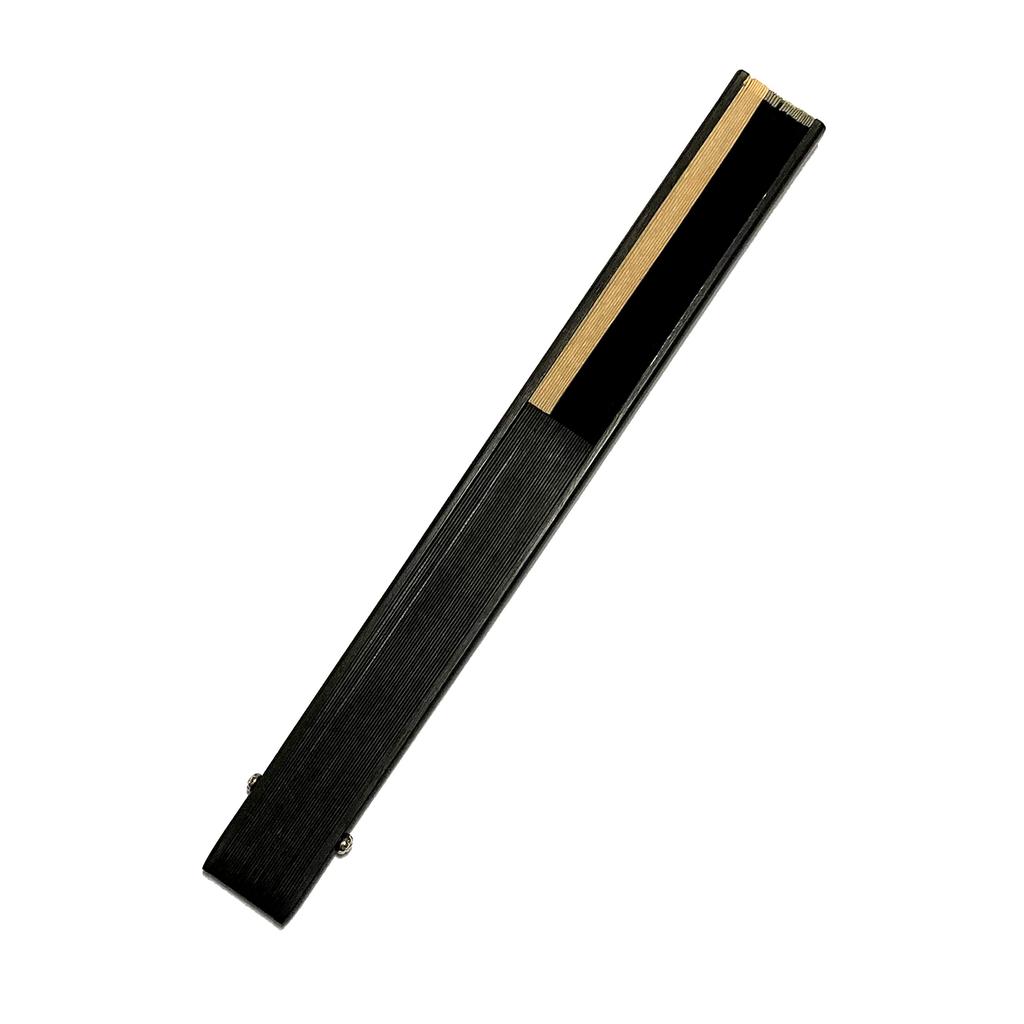 Folding Cotton with Fan Black Unisex [Hanakanzashi] Fan, 21cm, Fabric, Case, Two-Tone & Beige, Compact, Simple,