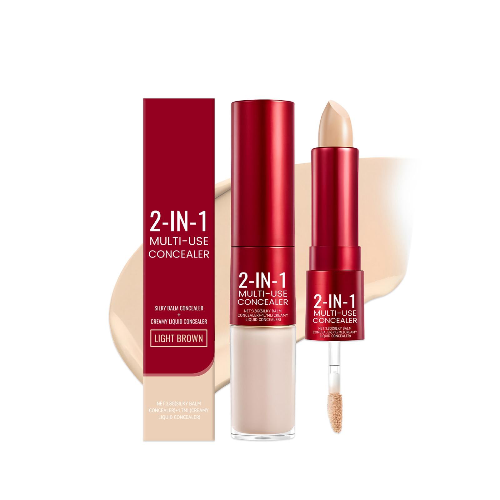 

The Concealer Has A Creamy Texture, Concealing Dark Circles And Wrinkles. The Double-headed Concealer Stick Provides Coverage(3.8g+1.7ml) One Size