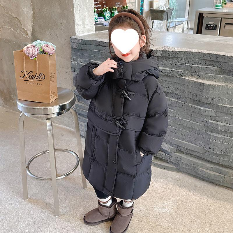 Girls' Winter 2025 Mid-Length Down Jacket - Fashionable Thickened White Duck Down Coat for Baby Girls