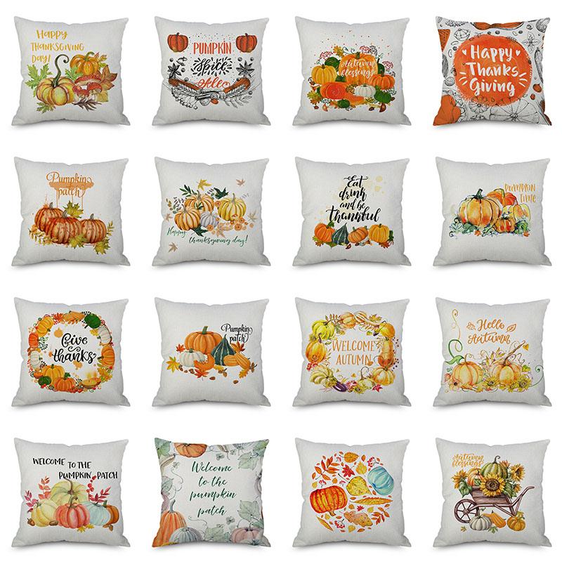 Thanksgiving Throw Pumpkin Pillow Cover Pillowcase Decorative Sofa Cover Cushion